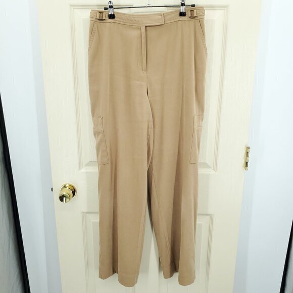 VTG 90s Talbots Sleek High Rise Cargo Pants 8 Tan/Khaki - Picture 1 of 16